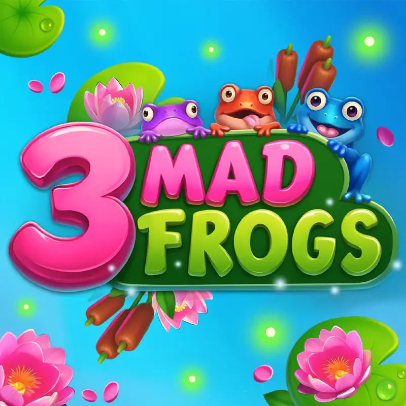 Слот 3 Mad Frogs с тремя лягушками на фоне пруда с лотосами