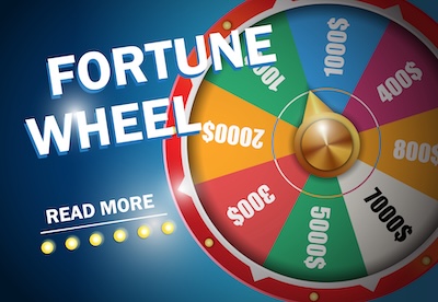 Игра Fortune Wheel с колесом фортуны и денежными секторами